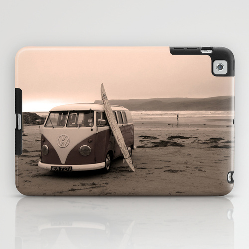 iPad mini sosiety6 ソサエティ6 iPadcase mini アイパッドミニケース Pink VW splitscreen camper van on the beach at sunset