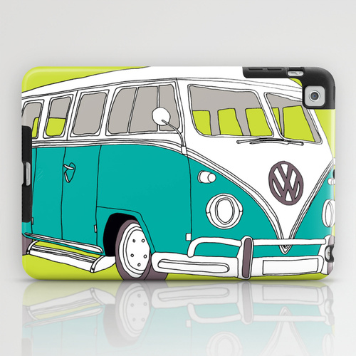 iPad mini sosiety6 ソサエティ6 iPadcase mini アイパッドミニケース Volkwagen Camper Van (green with turquoise camper) Kombi // VW