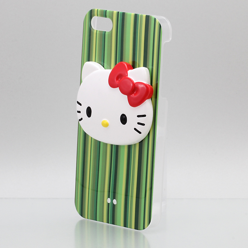 iPhone 5 Threebeans  iPhone5 ケース アイフォン5専用ハードケースカバー ストライプグリーン /ハローキティアイパーツiParts