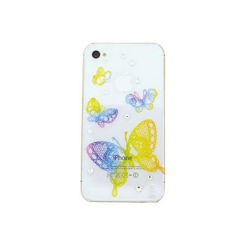 iPhone 4/4S iDress™ バックカバー iPhone4S/4対応 蝶レインボー