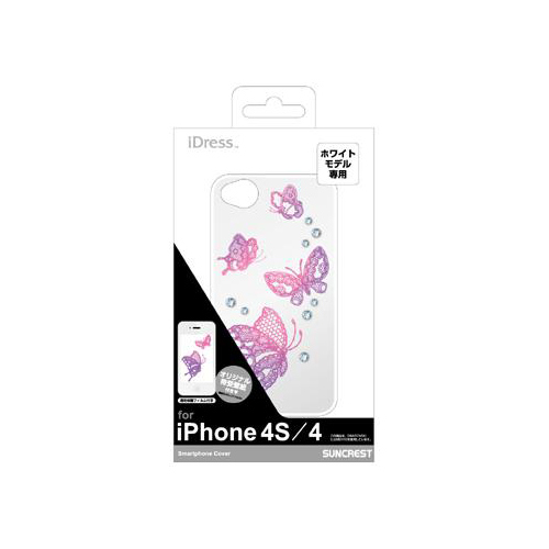 iPhone 4/4S iDress™ バックカバー iPhone4S/4対応 蝶ピンクパープル