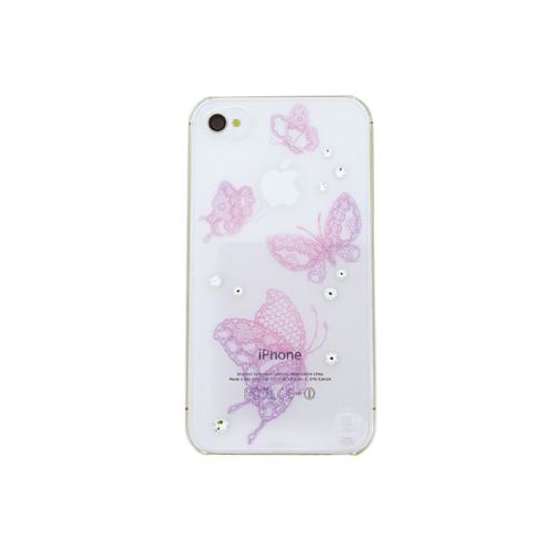 iPhone 4/4S iDress™ バックカバー iPhone4S/4対応 蝶ピンクパープル